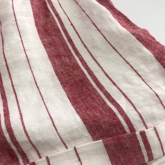 Reformation Red & White Stripe Linen Shorts XL Elastic Waist Summer Resortwear - Picture 7 of 11